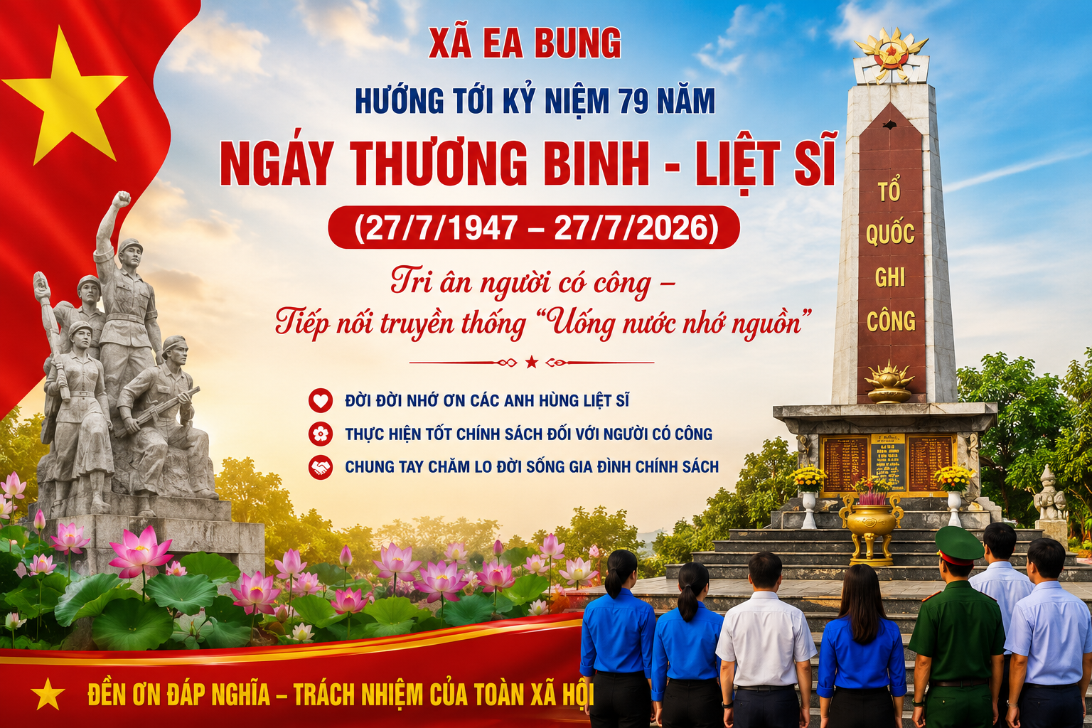 Hướng tới kỷ niệm 79 năm Ngày Thương binh - Liệt sĩ (27/7/1947 – 27/7/2026) Tri ân người có công – Tiếp nối truyền thống “Uống nước nhớ nguồn”